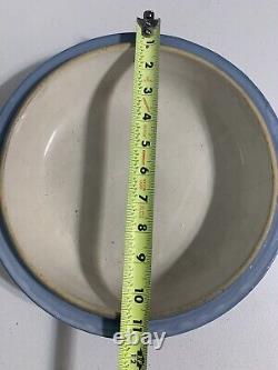 Antique Western Stoneware Maple Crock Lid Blue Cream 11.5