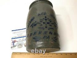 Antique Williams and Reppert Greensboro Pa Stoneware Jar Crock Heavy Blue Design