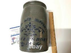 Antique Williams and Reppert Greensboro Pa Stoneware Jar Crock Heavy Blue Design