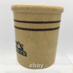 Antique Yellowware Stoneware Butter Cheese 5.25 Adv Crock Hurr's Dairy Products