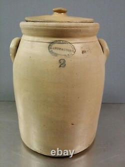 Antique c. 1876-93 Gardiner Stone Ware Manufactory Maine 2 Gal Crock, Stoneware