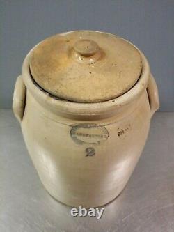 Antique c. 1876-93 Gardiner Stone Ware Manufactory Maine 2 Gal Crock, Stoneware