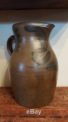 Antique decorated stoneware crock pitcher Somerset cty pa G&A BLACK somerfield
