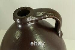 ^ Antique ea. 1800's Red/Brown Tin-Glazed Stoneware Crock 14 Jug Ovoid Form