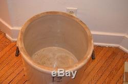 Antique large 12 gallon Red Wing stoneware crock with wood handles