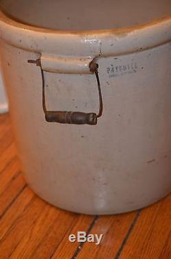 Antique large 12 gallon Red Wing stoneware crock with wood handles