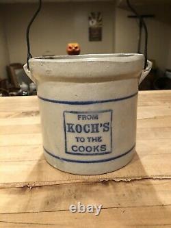 Antique stoneware Redwing butter from Kochs to cooks crock