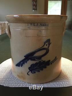 Antiques 3 Gal. Bennington Bennie Bird Salt Glaze Stoneware Crock