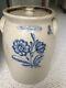 Antiques Mid-1800 Saltglaze Stoneware Floral John Burger 3 Gal. Crock With Lid