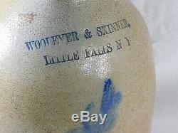 Atq Woolever & Skinner Little Falls N. Y. Cobalt Salt Glaze Stoneware Crock Jug