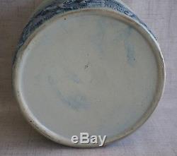 BUTTER CROCK Whites Utica DEERS & HUNTERS Blue Decorated Stoneware