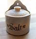 Beautiful Antique Blue Stoneware Salt Crock With Original Cover