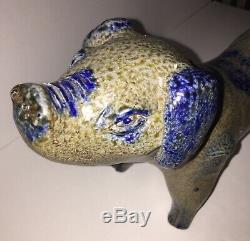 Billy Ray Hussey stoneware pig southern folk art blue decorated North Carolina