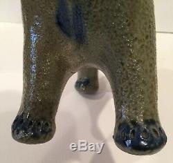 Billy Ray Hussey stoneware terrier dog southern folk art blue decorate stoneware