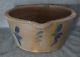 Blue Decorated Stoneware 1 Gal. Batter Bowl With Pouring Spout 11 Unsigned