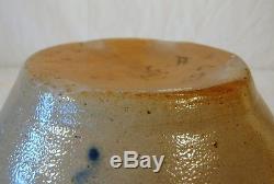 Blue Decorated Stoneware Crock Ovoid Rare Small Size NJ Origin 1/2 Gal