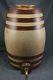 Brown Banded Salt Glazed Stoneware Water Cooler 2 Gallon With Brass Spigot