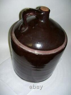 Brown Primitive Antique Stoneware Jug Crock