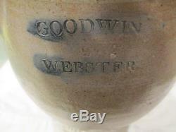 C1840s Goodwin & Webster (Hartford CT) Cobalt Ovoid Stoneware handled crock