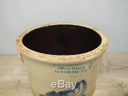 C1880 Bird Decorated Stoneware Crock 4 Gallon by Adam Caire Poughkeepsie NY