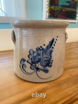 CONNOLLY & PALMER New Brunswick NJ Stoneware Cobalt Glaze Decorated Crock