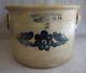 Cowden & Wilcox 2 Gal. Blue Floral Decorated Stoneware Crock Signed 7 1/2