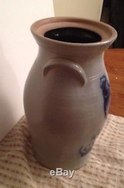 CROCK Cobalt ROOSTER Decorated Stoneware Salt Glaze MINT