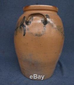 Ca. 1800s Large 5 Gallon Baltimore Maryland Blue Decorated Stoneware Jar As Is