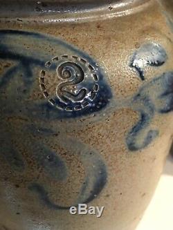 Cobalt Blue Decorated Stoneware Crock James River Richmond Virginia David Parr