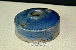 Cobalt -Decorated STONEWARE INKWELL, NY origin, Early 1800's exceptional blue