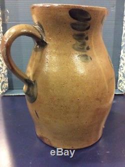Cobalt Decorated Stoneware Pitcher By Black & Co. Somerfield PA