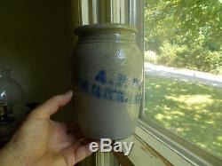 Cobalt Stencil Parkersburg, W. Va A. P. Donaghho Salt Glaze Stoneware Waxsealer Jar