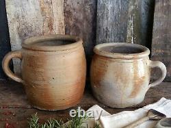 Confit Pot. Set of Two Huge French, Antique Confit Pots. Early 1900s Crock Pots