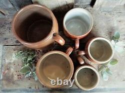 Confit Pots. Set of FIVE. Antique Confit Pots. Stoneware Crock Pots. Confit Jars