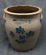 Cowden & Wilcox Stoneware 2 Gal. Floral Cream Pot / Crock Lug Handles Circa 1870