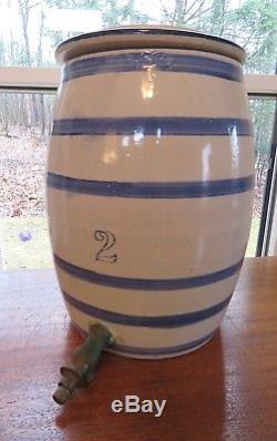 Crock & Lid Stoneware Water Dispenser Primitive Antique 2 gallon Jug Spout BW1