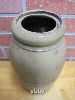 DONAGHHO PARKERSBURG W V Antique Stoneware Pottery Jar Crock Blue Gray