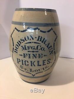 Dodson Braun St Louis Advertising Antique Pickle Crock Primitive Stoneware