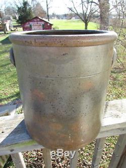 EARLY 4 GAL withEARS STONEWARE Crock TORNADO Fancy BEE STINGER/Lazy 8 RED WING