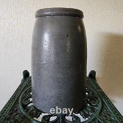 EARLY Western PA. Gray Stoneware 1/2 Gal Crock Canning Jar Wax Sealer Very Nice
