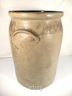 ES&B Stoneware Crock 8 Gallon New Brighton PA Antique Churn Pot Made In USA