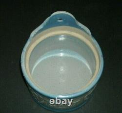 EXC. Beautiful Blue & White Stoneware APRICOT Salt Crock with Original Cover