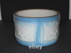 EXC. Draped Windows Large Blue & White Stoneware Pantry Crock Nelson McCoy OH