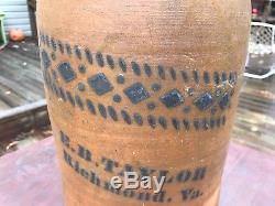 E B Taylor Richmond Va A P Donaghho Crock Stoneware Decorated Zipper