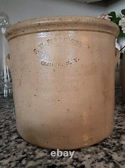 E. W. Farmington Antique Stoneware Crock late 19th century