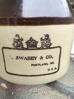 E swasey antique pottery stoneware crock sugar bucket Portland maine