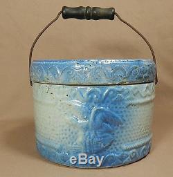 Eagle with Shield Blue & White Butter Crock Stoneware Pottery Salt Glaze