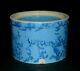 Early 1895 1920 Blue On Blue Spongeware Butter Crock Stoneware Salt Glaze