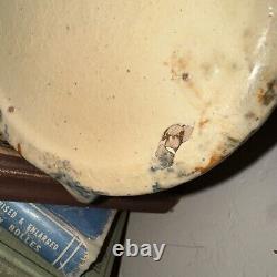 Early 1895 1920 Sponged Yellow Ware Hanging Salt Crock Stoneware Spongeware