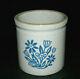 Early (1905 1925) 1 1/2 Qt. 5 7/8 Blue Stenciled Floral Stoneware Crock Ill
